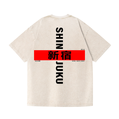 Shinjuku Vintage Wash Japanese Design Back Art T-Shirt