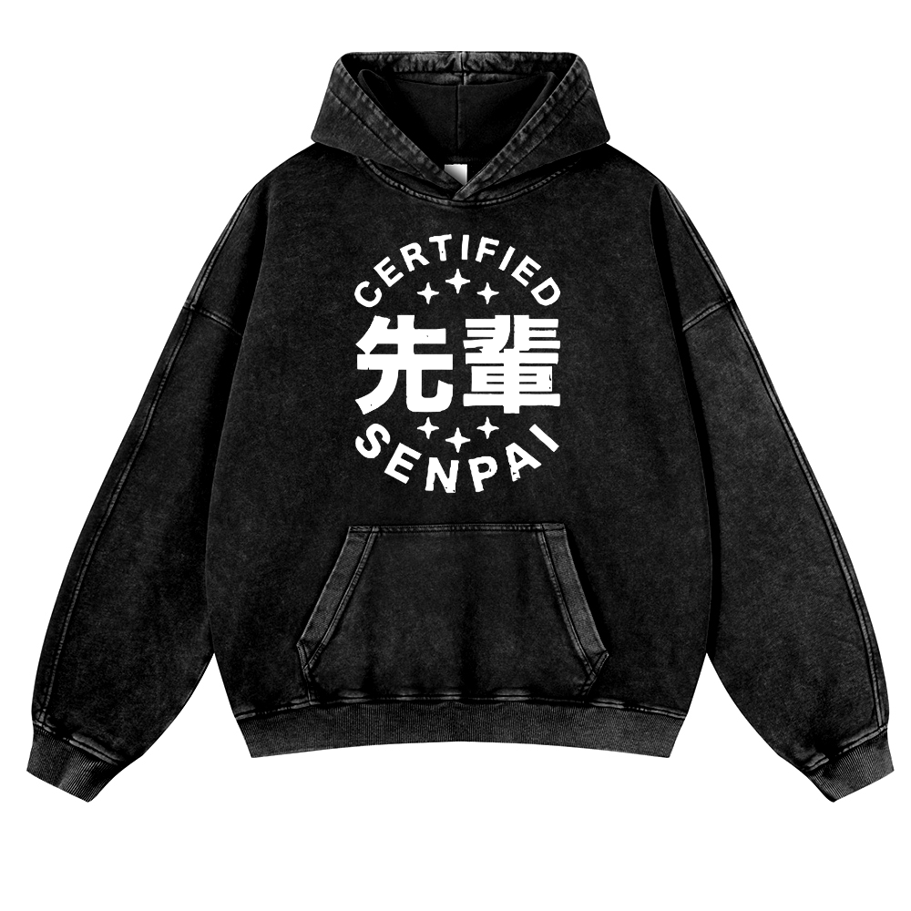 Senpai Vintage Washed Thick Cotton Hoodie
