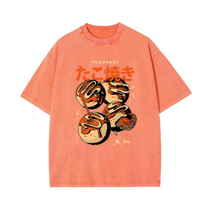 Takoyaki Vintage Wash Japanese Design T-Shirt