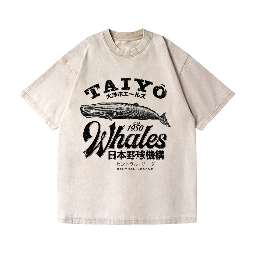 Taiyo Whales Central League Team Vintage Wash Japanese Design T-Shirt