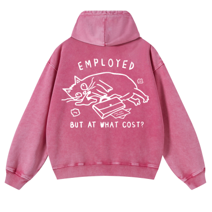 Cat Vintage Washed Cotton Back Art Hoodie