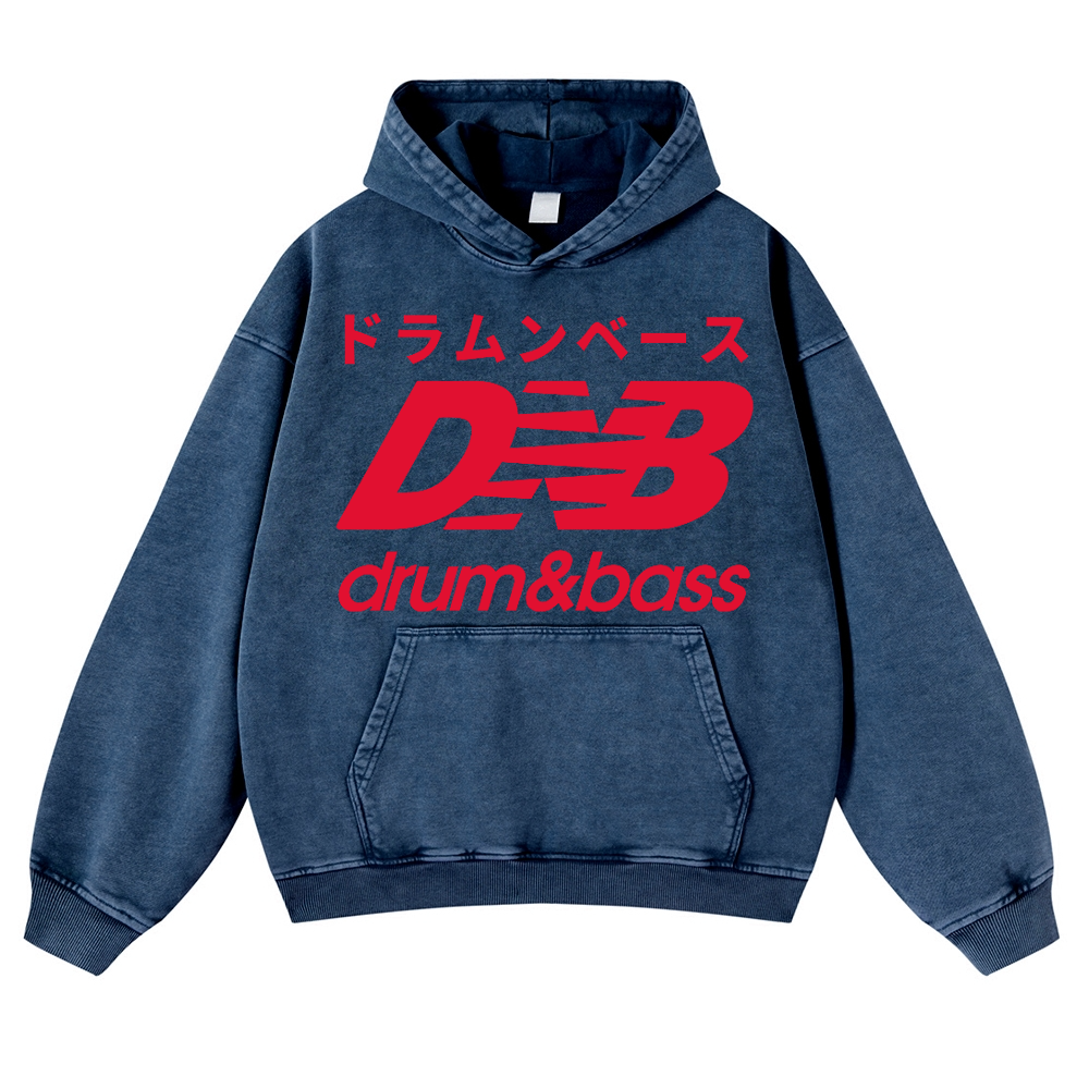 Drum and Bass Vintage Washed Thick Cotton Hoodie