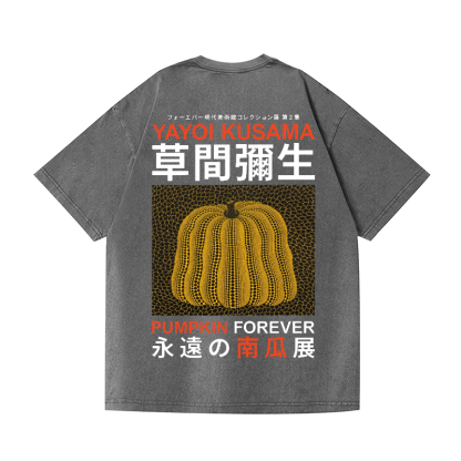 Yayoi Kusama Pumpkin Vintage Wash Japanese Design Back Art T-Shirt