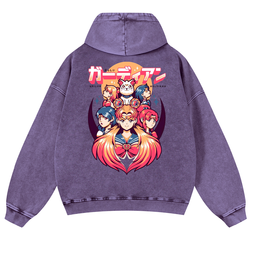 Sailor Moon Vintage Washed Cotton Back Art Hoodie