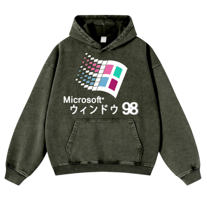 Microsoft Windows 98 Vintage Washed Thick Cotton Hoodie