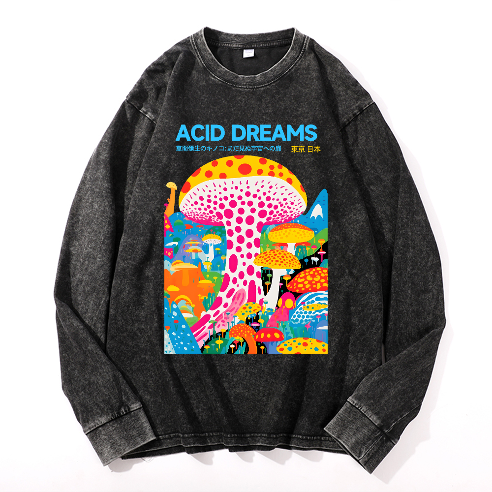 Yayoi Kusama Mushroom Vintage Cotton Wash Crewneck Sweatshirt