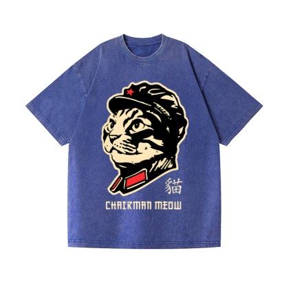 Chairman Meow Cat Vintage Wash Japanese Design T-Shirt