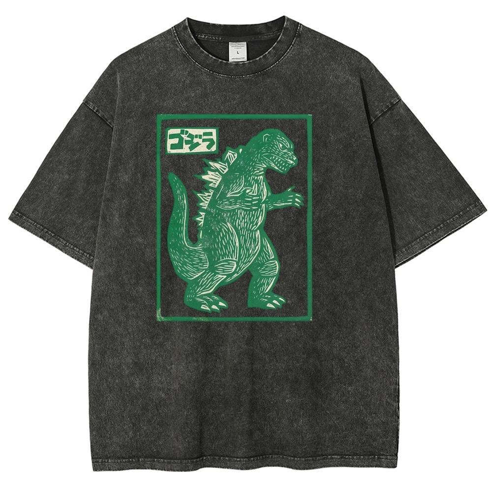 Godzilla Totem Washed Vintage Short Sleeves T-Shirt