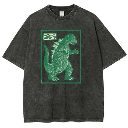 Godzilla Totem Washed Vintage Short Sleeves T-Shirt