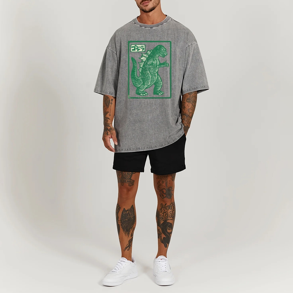 Godzilla Totem Washed Vintage Short Sleeves T-Shirt