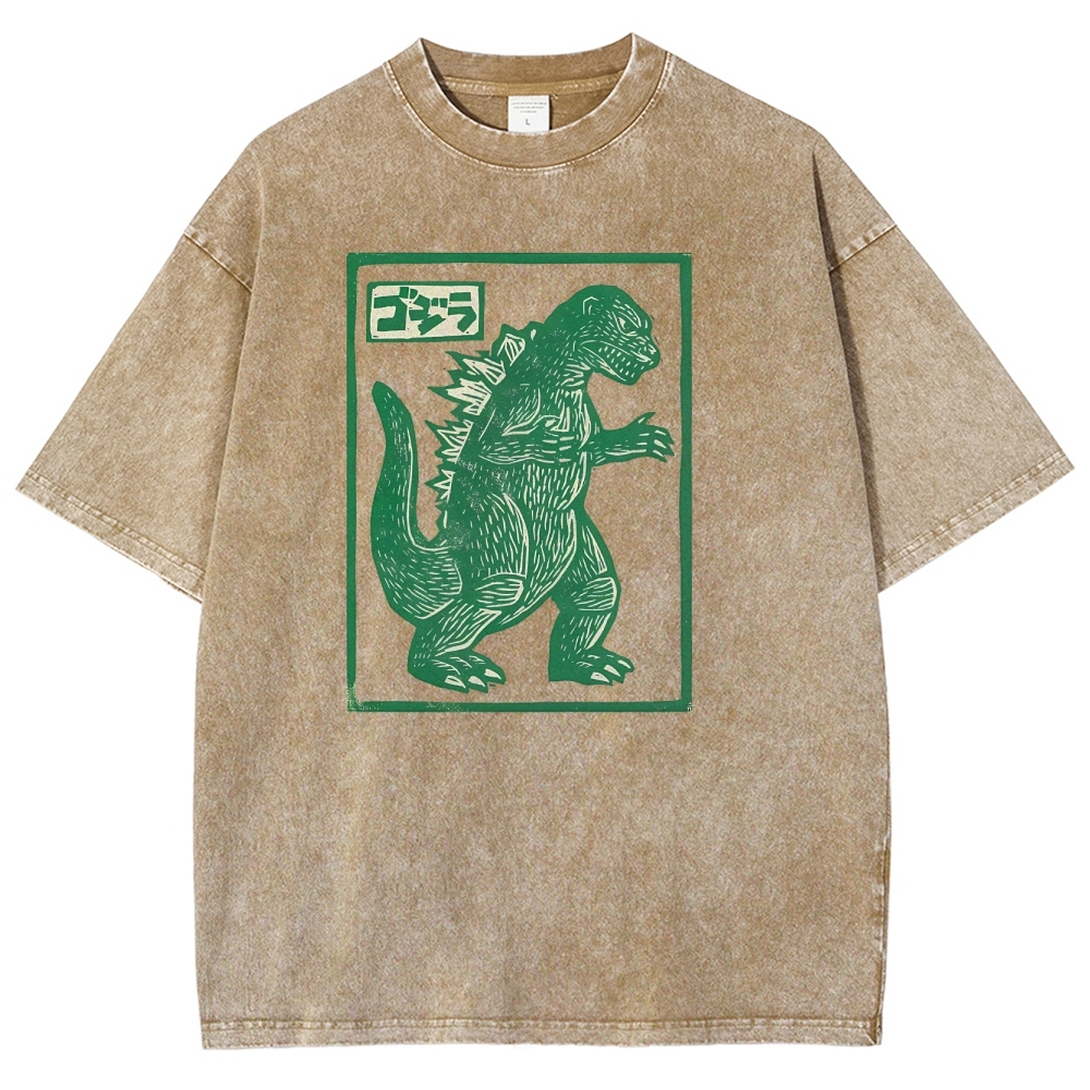 Godzilla Totem Washed Vintage Short Sleeves T-Shirt