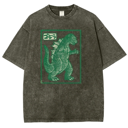 Godzilla Totem Washed Vintage Short Sleeves T-Shirt