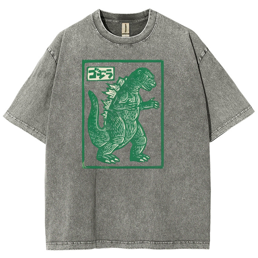 Godzilla Totem Washed Vintage Short Sleeves T-Shirt
