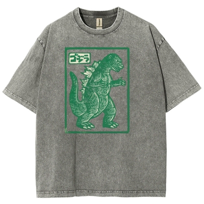 Godzilla Totem Washed Vintage Short Sleeves T-Shirt