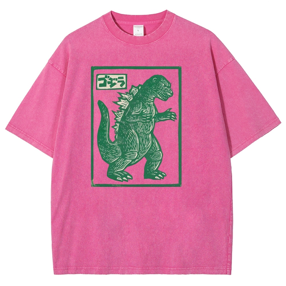 Godzilla Totem Washed Vintage Short Sleeves T-Shirt