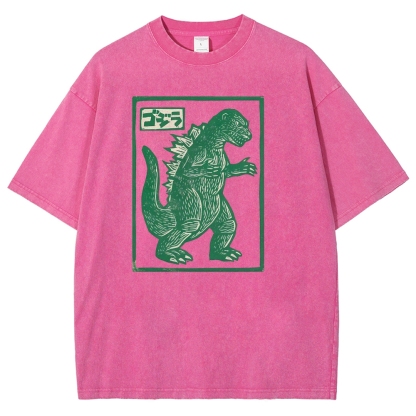 Godzilla Totem Washed Vintage Short Sleeves T-Shirt