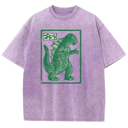 Godzilla Totem Washed Vintage Short Sleeves T-Shirt