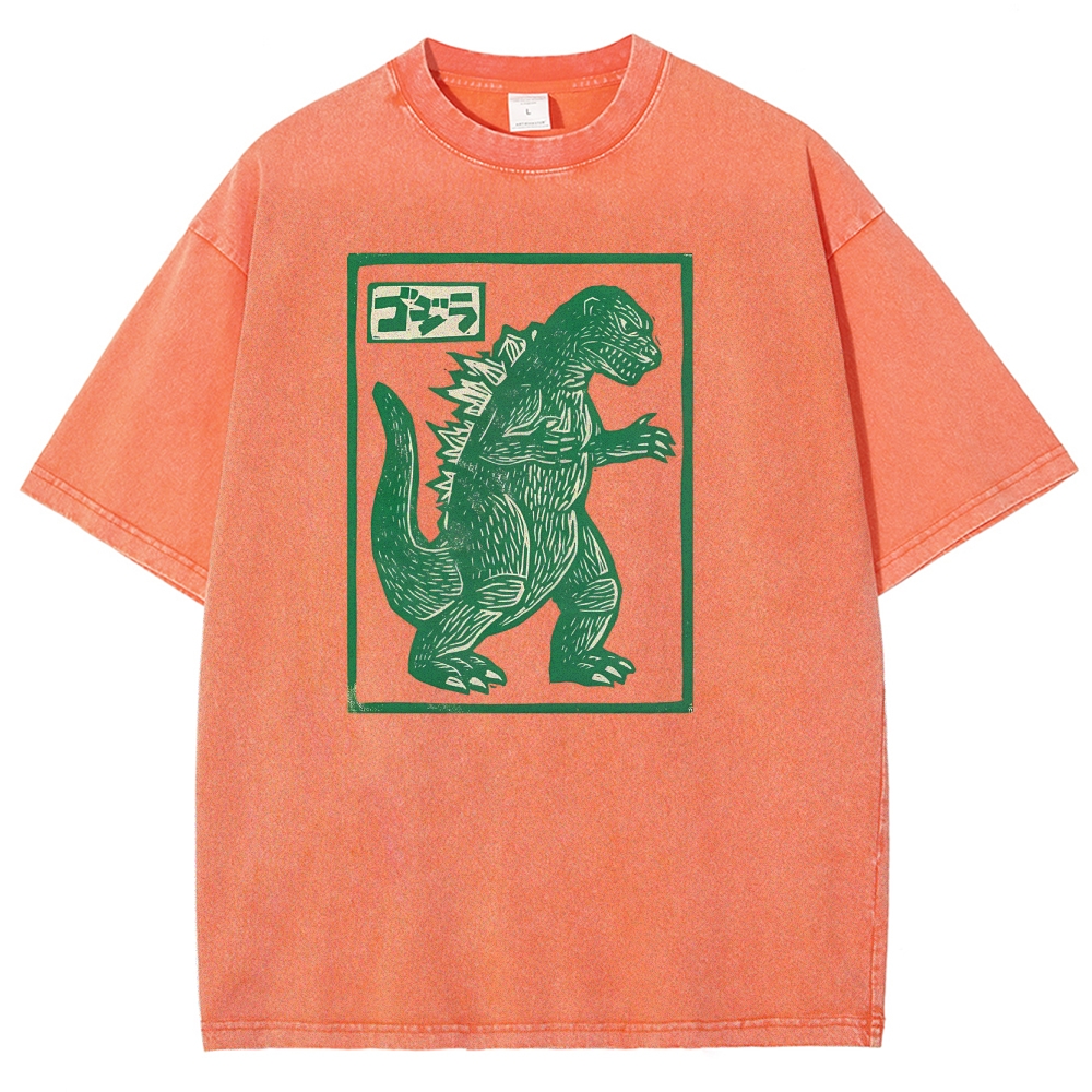 Godzilla Totem Washed Vintage Short Sleeves T-Shirt
