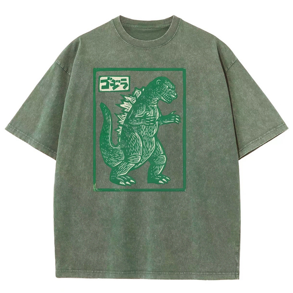 Godzilla Totem Washed Vintage Short Sleeves T-Shirt