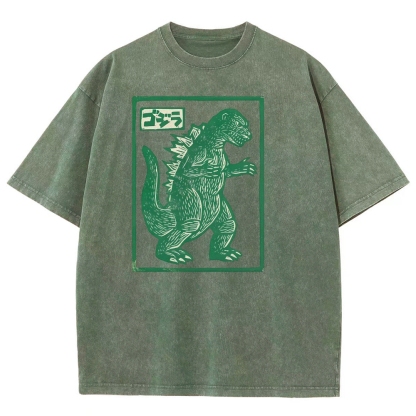 Godzilla Totem Washed Vintage Short Sleeves T-Shirt