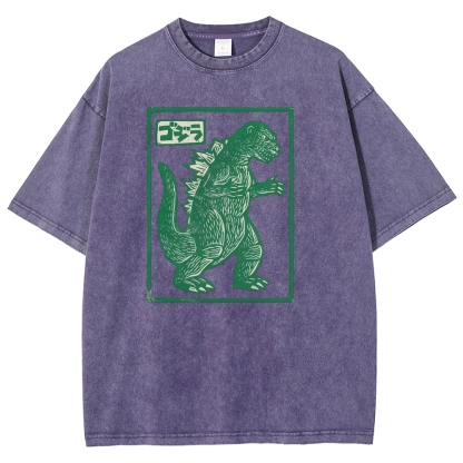 Godzilla Totem Washed Vintage Short Sleeves T-Shirt
