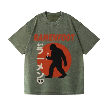 Bigfoot eating Ramen Vintage Wash Japanese Design T-Shirt