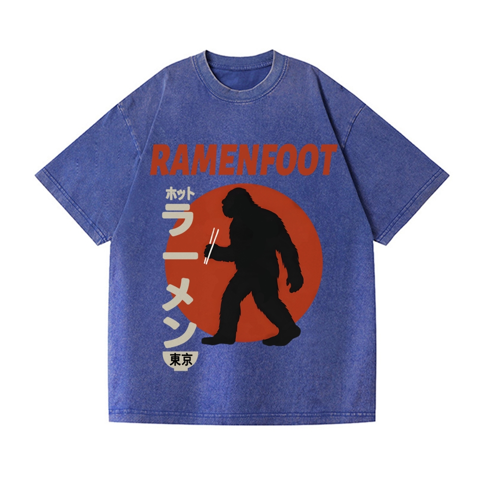 Bigfoot eating Ramen Vintage Wash Japanese Design T-Shirt