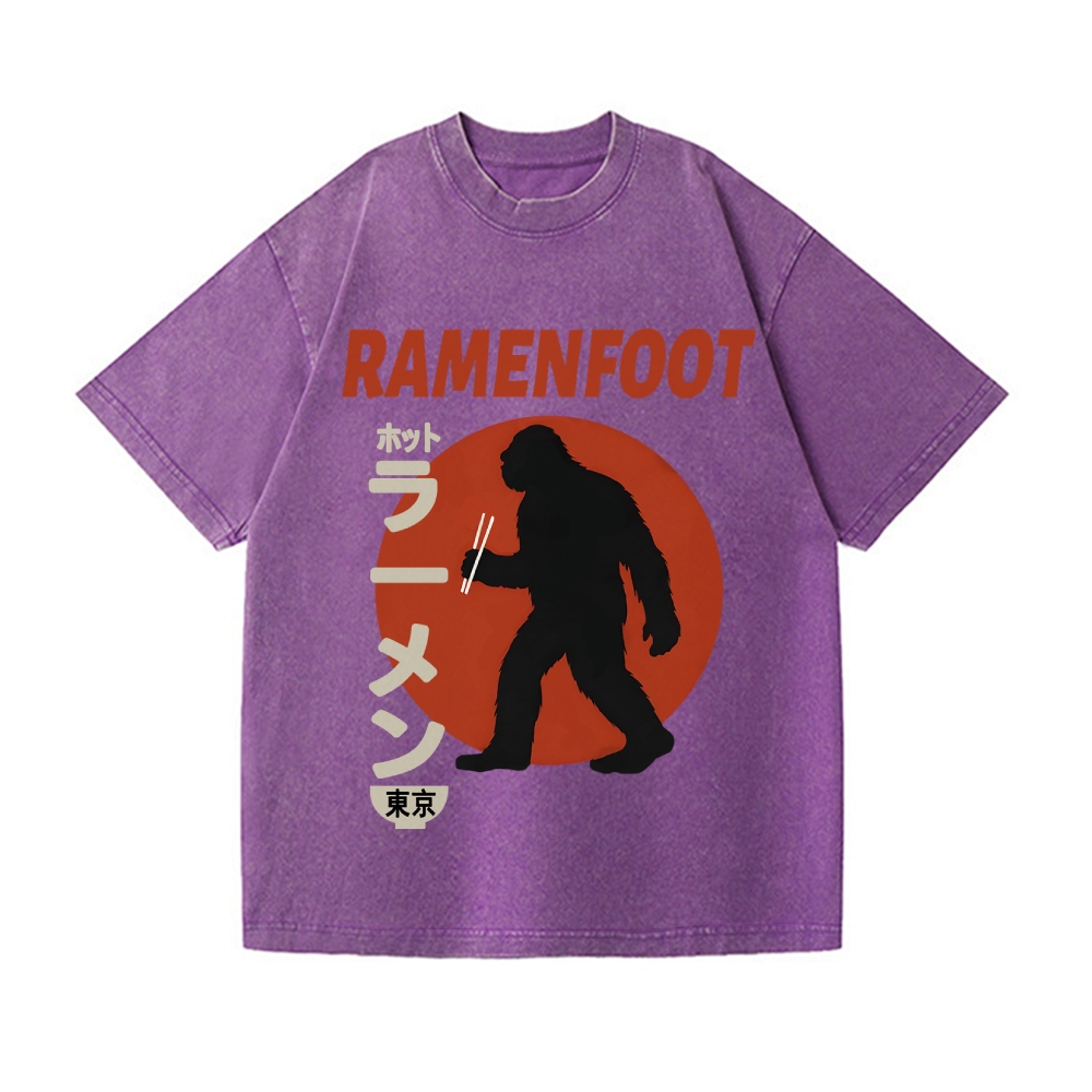Bigfoot eating Ramen Vintage Wash Japanese Design T-Shirt
