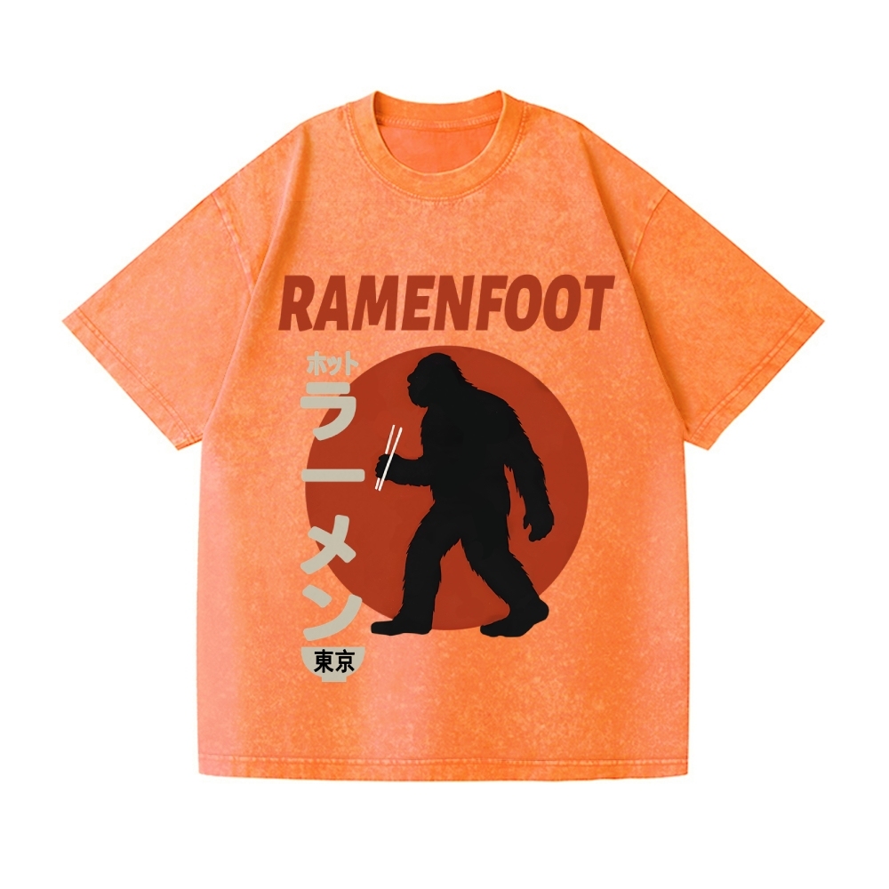 Bigfoot eating Ramen Vintage Wash Japanese Design T-Shirt