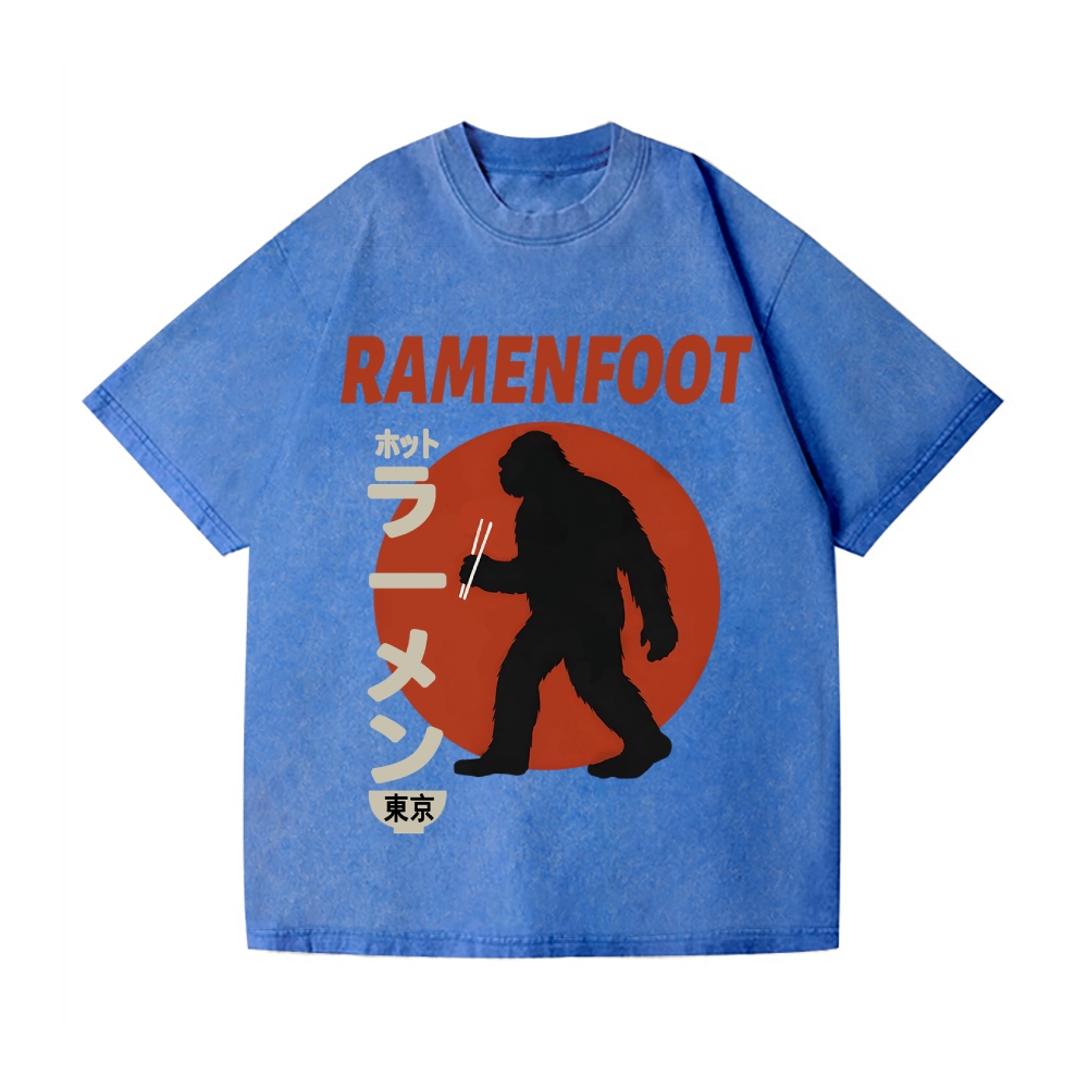 Bigfoot eating Ramen Vintage Wash Japanese Design T-Shirt