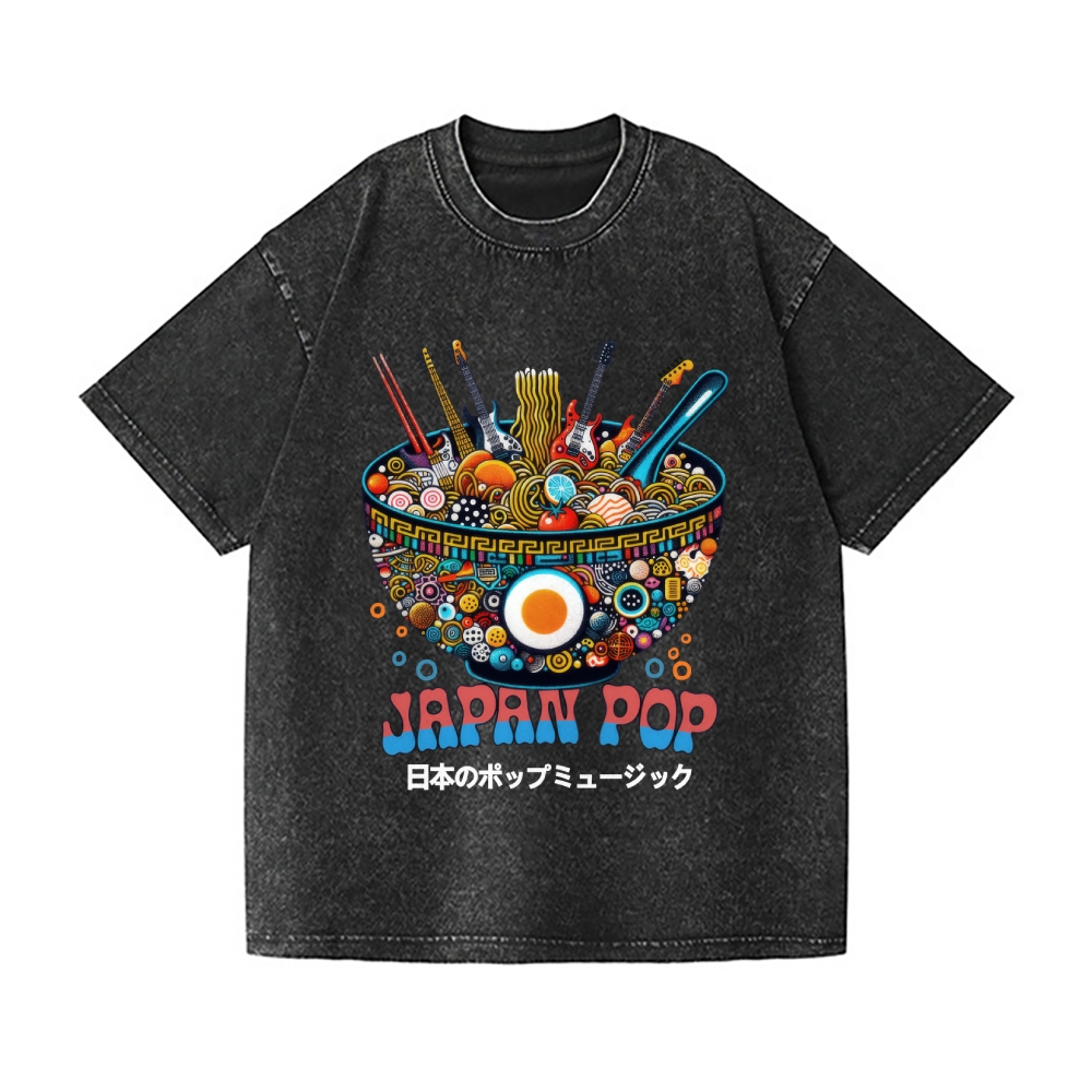 Ramen Pop Music Vintage Wash Japanese Design T-Shirt