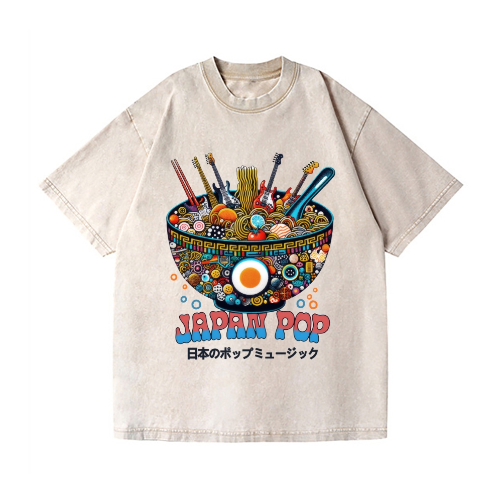 Ramen Pop Music Vintage Wash Japanese Design T-Shirt