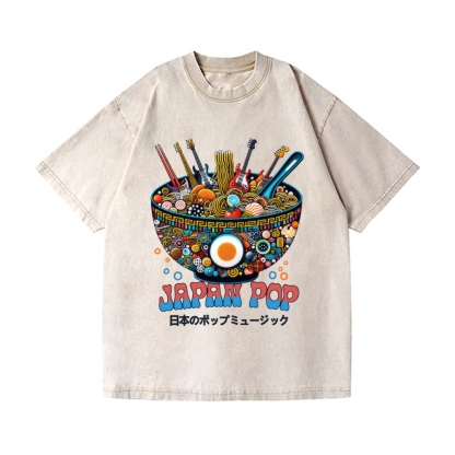 Ramen Pop Music Vintage Wash Japanese Design T-Shirt