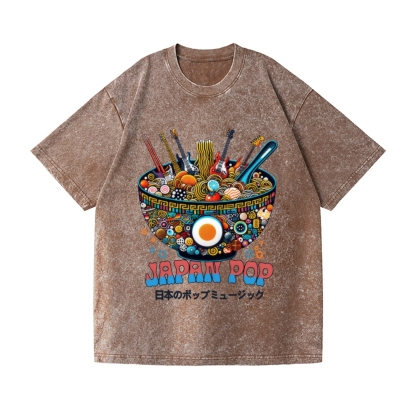 Ramen Pop Music Vintage Wash Japanese Design T-Shirt