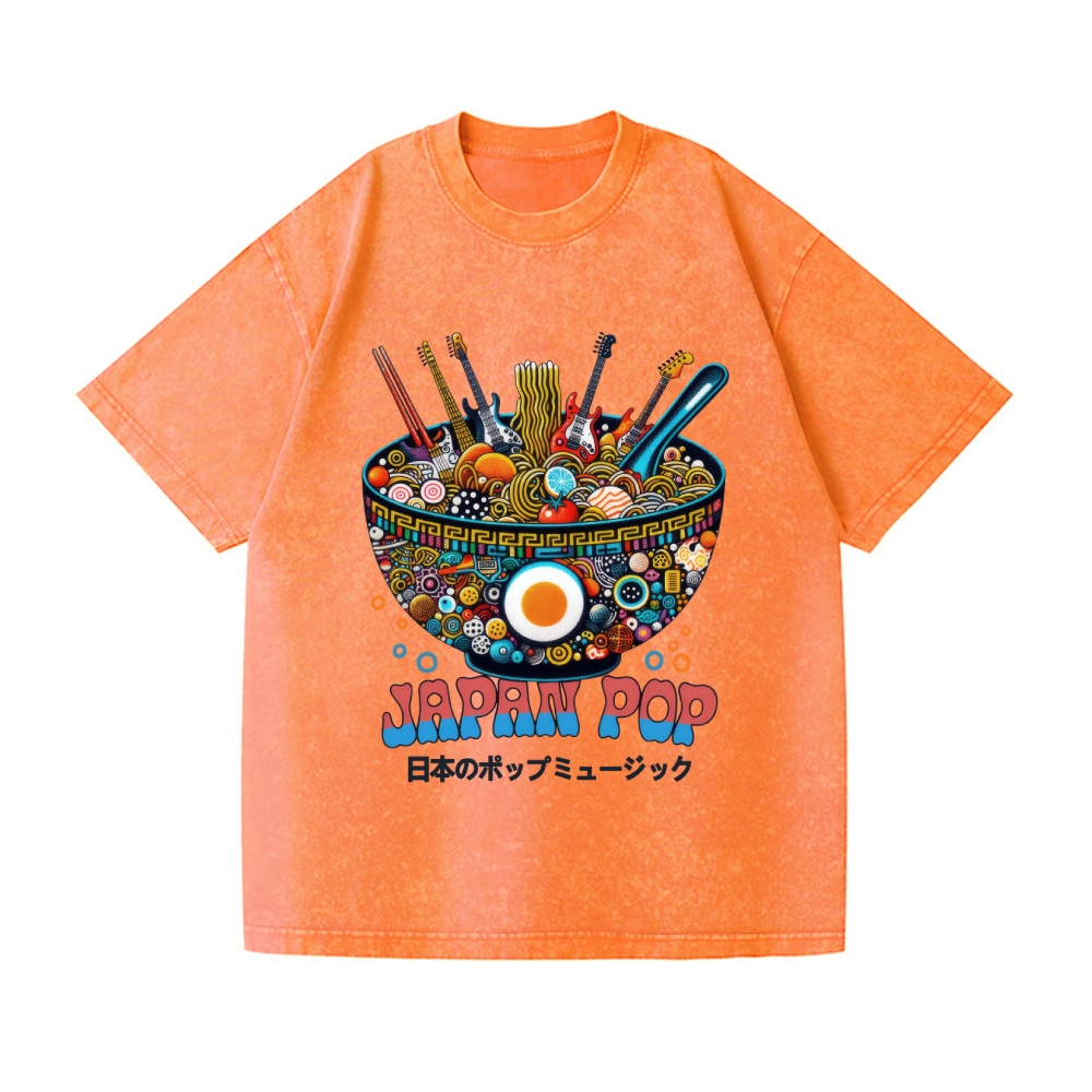 Ramen Pop Music Vintage Wash Japanese Design T-Shirt