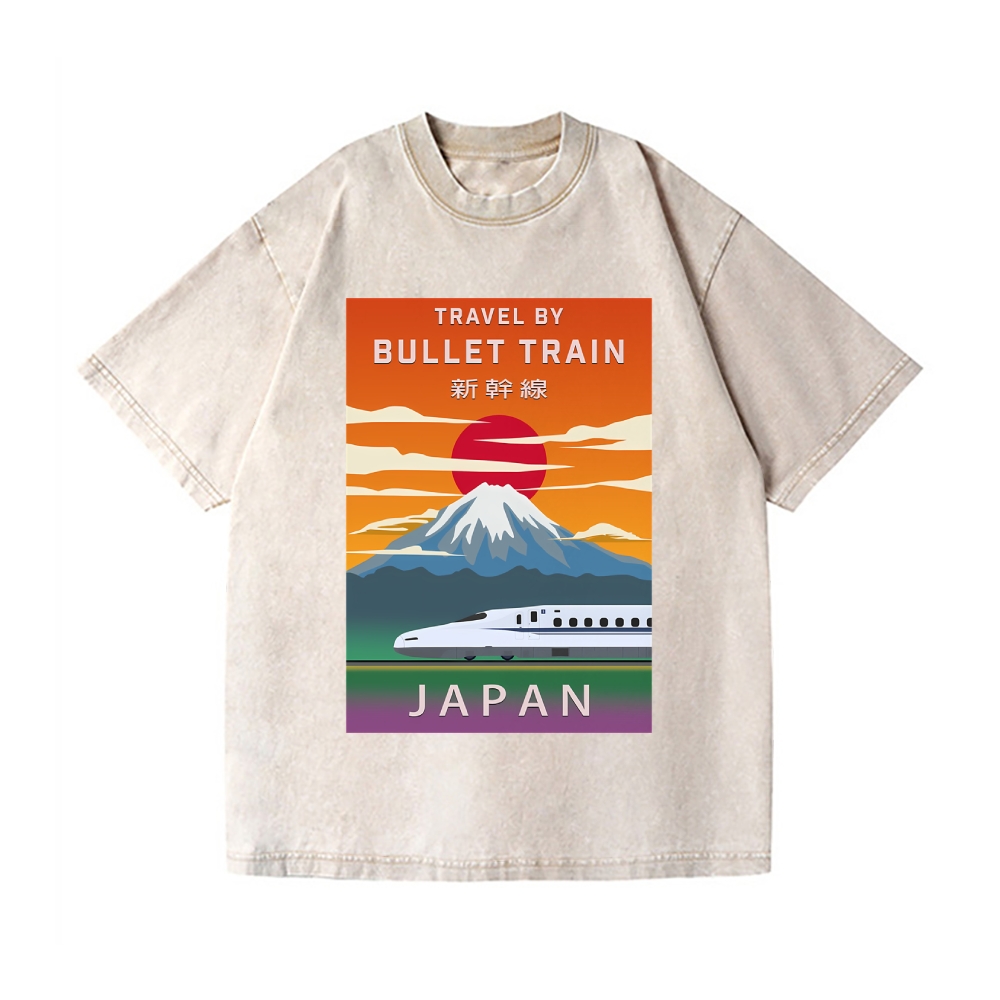 Travel Japan Bullet Train Vintage Wash Japanese Design T-Shirt