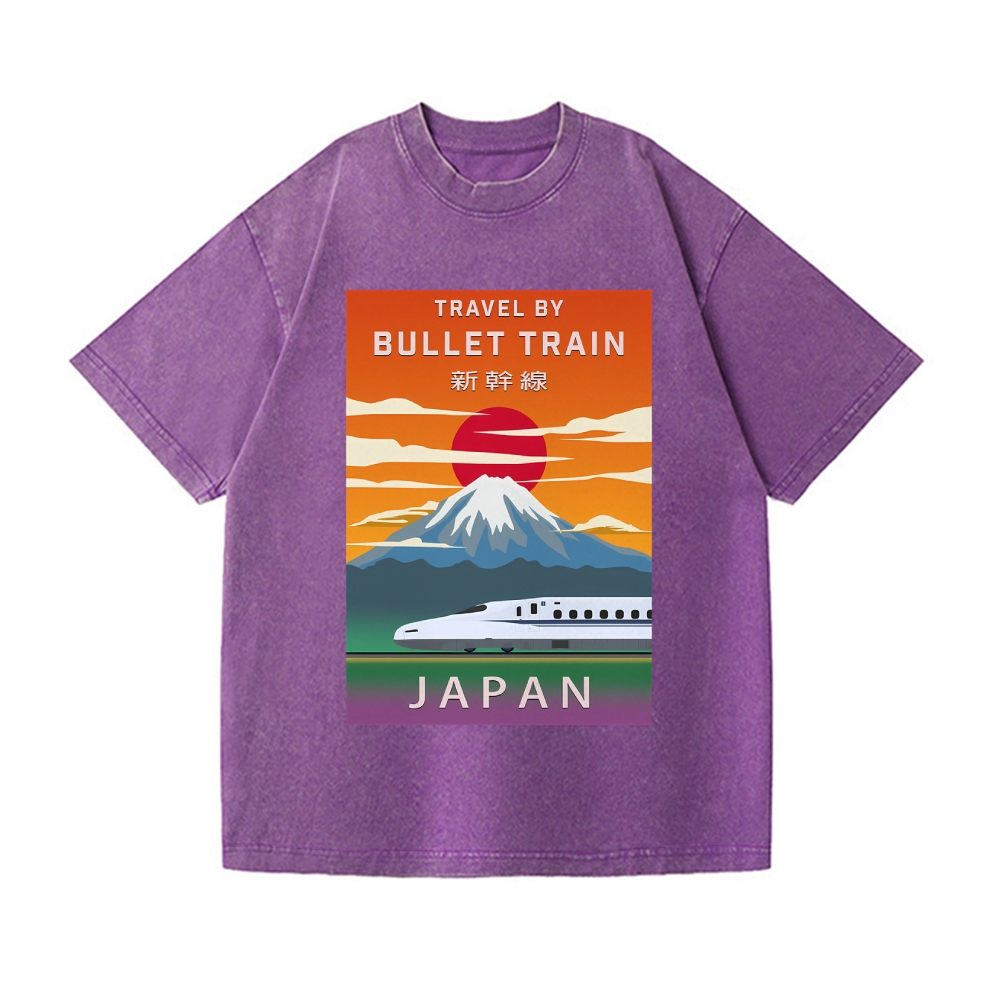 Travel Japan Bullet Train Vintage Wash Japanese Design T-Shirt