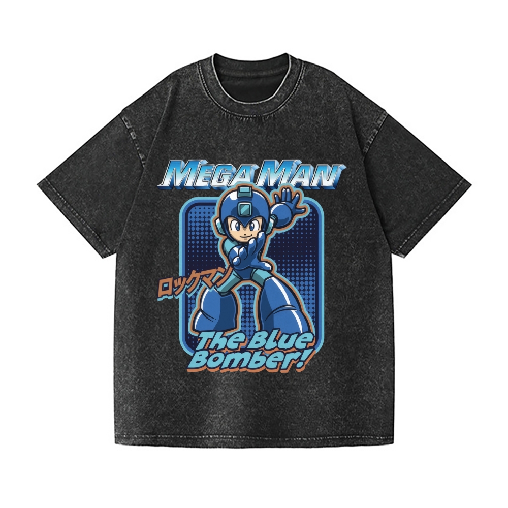 Megaman Vintage Wash Japanese Design T-Shirt