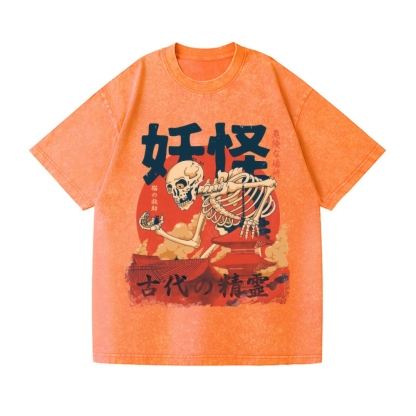 Yokai Rescuing Cats Vintage Wash Japanese Design T-Shirt