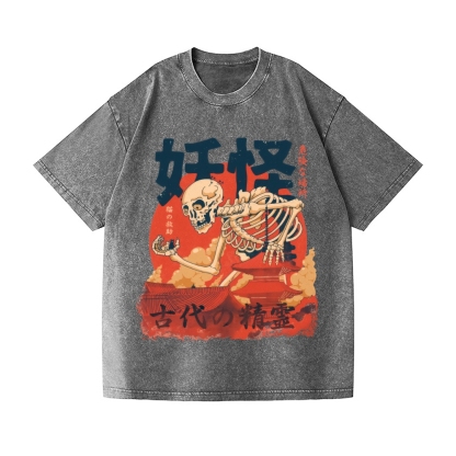 Yokai Rescuing Cats Vintage Wash Japanese Design T-Shirt