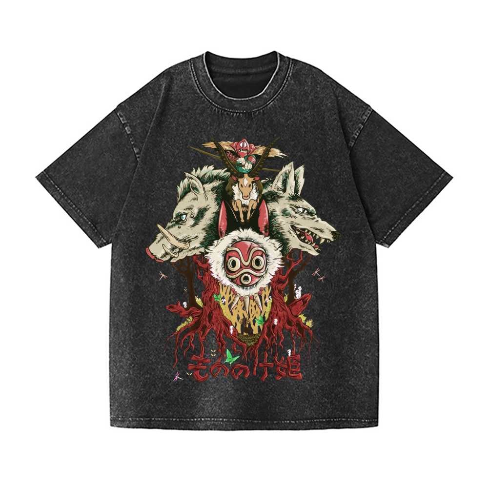 Ghibli Princess Mononoke Vintage Wash Japanese Design T-Shirt