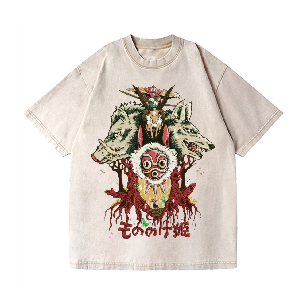 Ghibli Princess Mononoke Vintage Wash Japanese Design T-Shirt