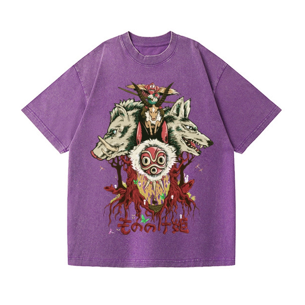 Ghibli Princess Mononoke Vintage Wash Japanese Design T-Shirt