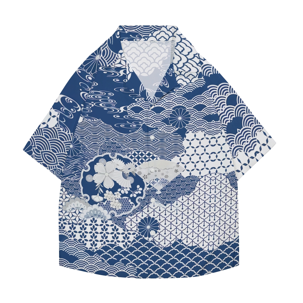 Japanese Texture Japanese Style Camp Shirt