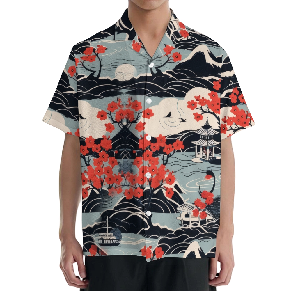 Flower Japanese Style Camp Shirt