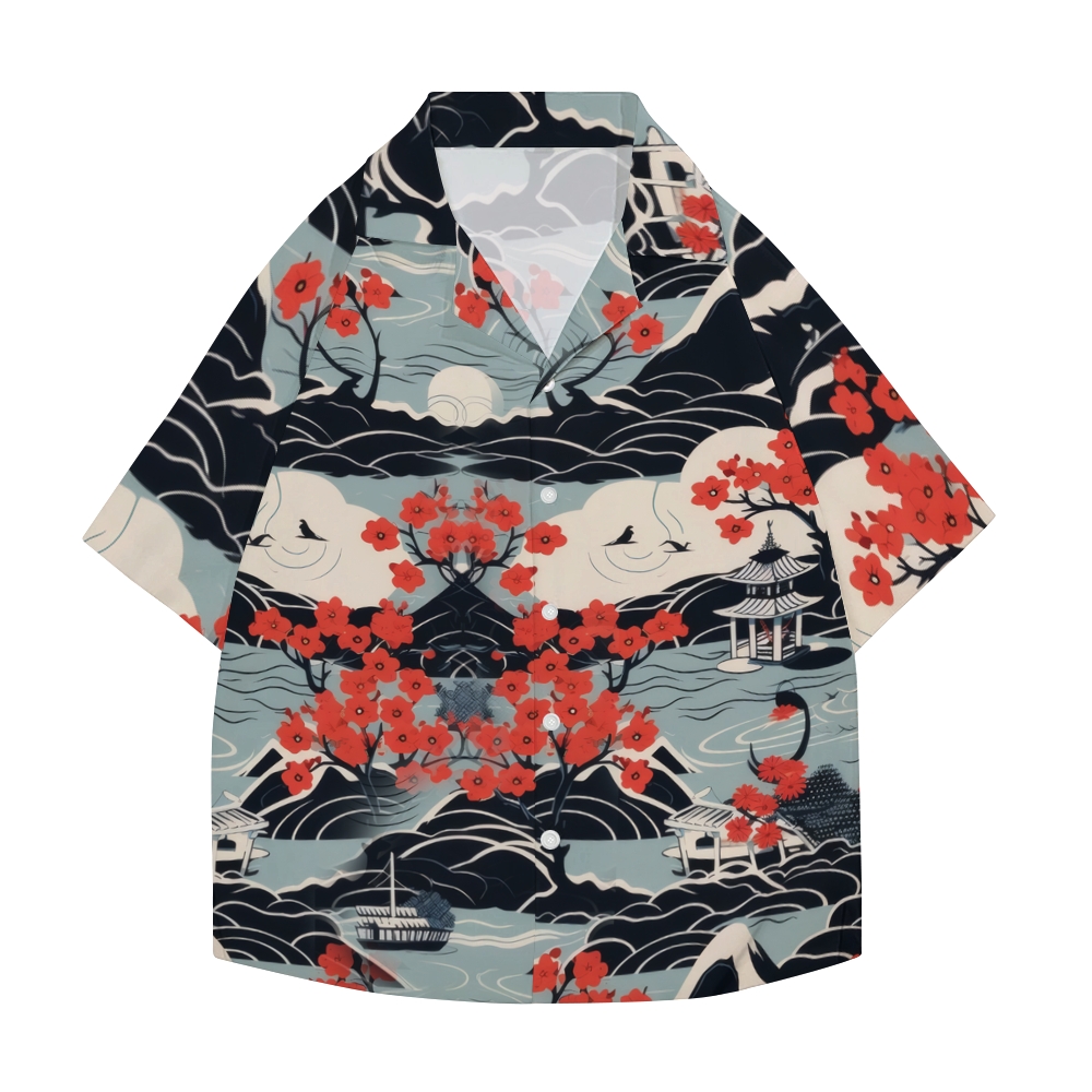 Flower Japanese Style Camp Shirt