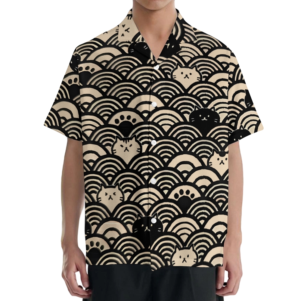 Cat Japanese Style Camp Shirt
