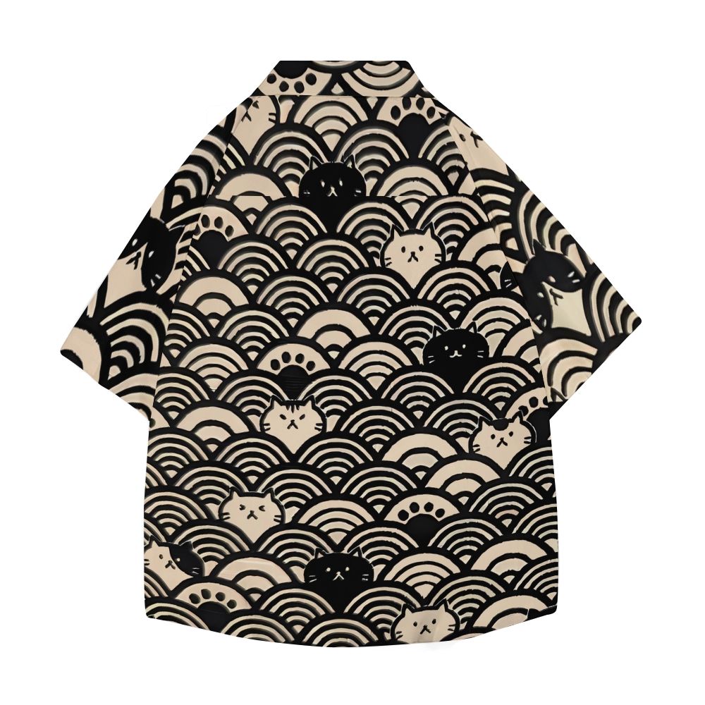 Cat Japanese Style Camp Shirt