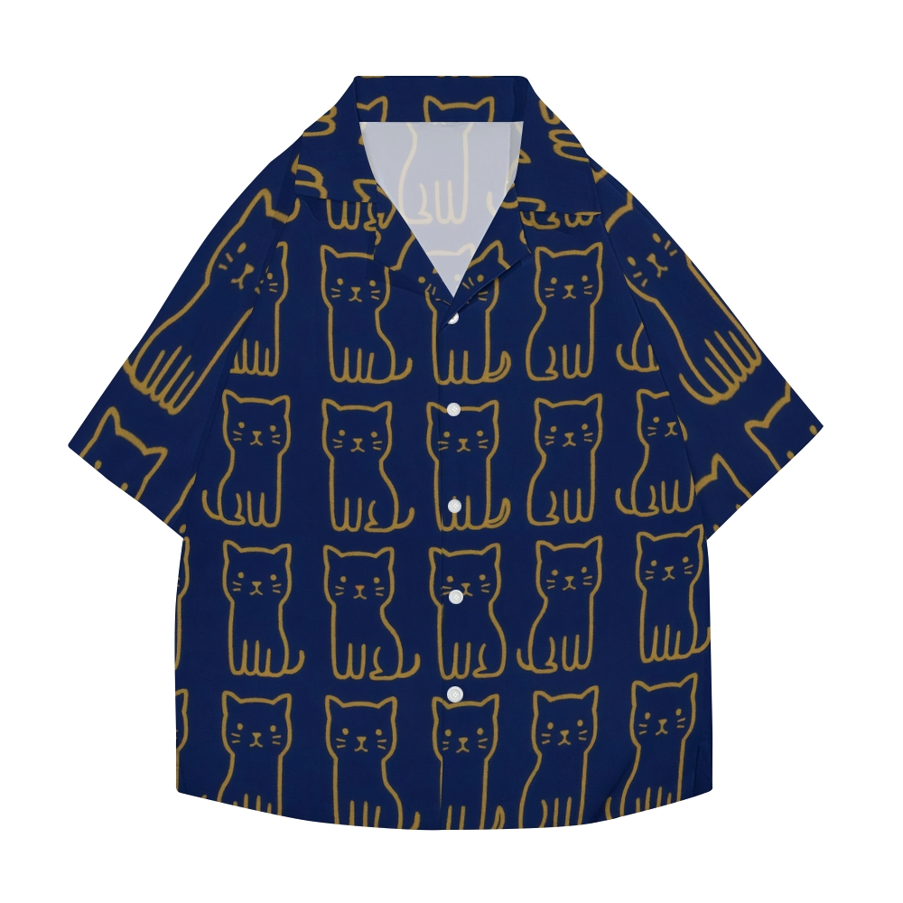 Cat Japanese Style Camp Shirt