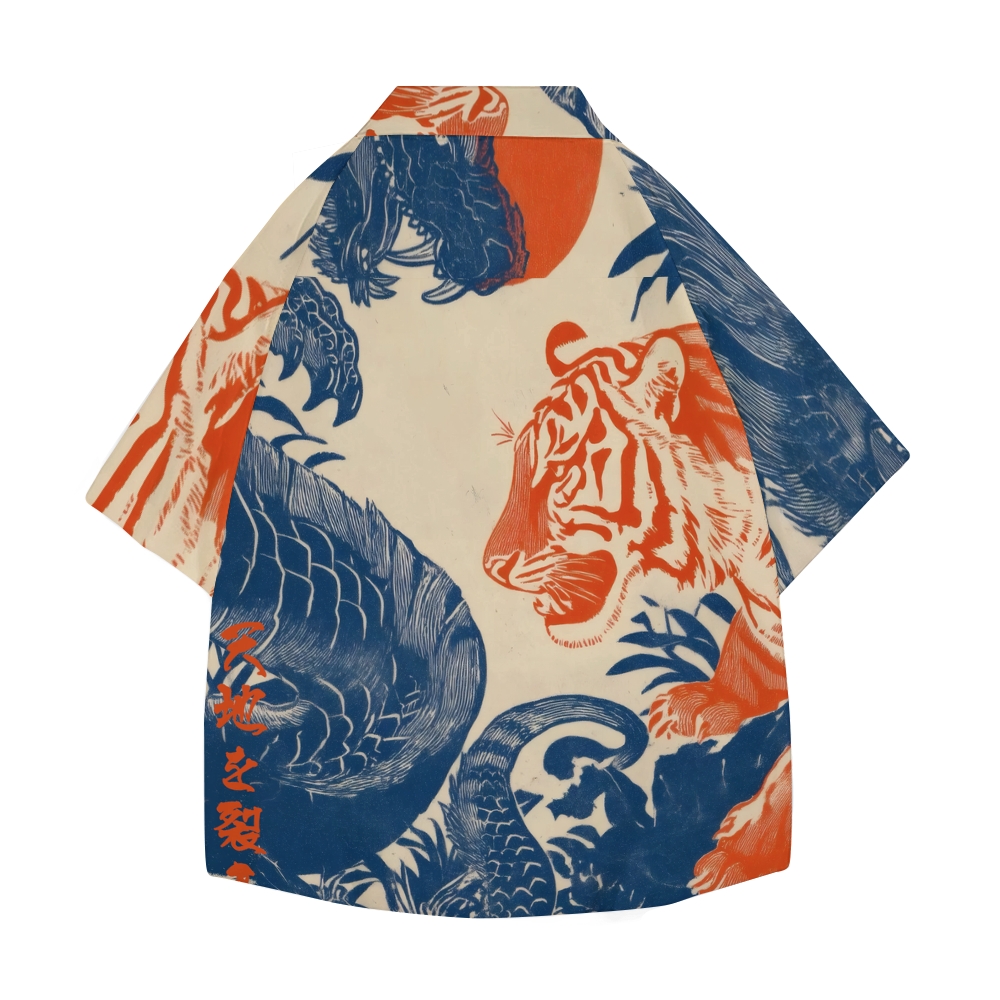 Dragon Tiger Japanese Style Camp Shirt